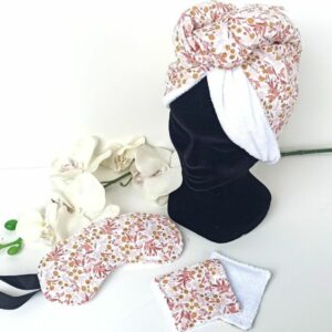 coffret serviette turban fleuris