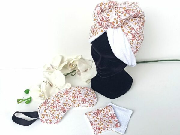 coffret serviette turban fleuris