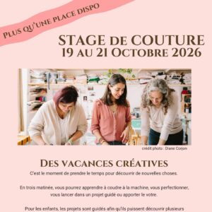 Stage de couture Grenoble enfant et adulte - octobre 2026