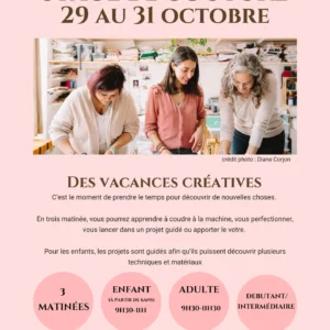 Stage de couture Grenoble enfant et adulte - vacances Toussaint 2025