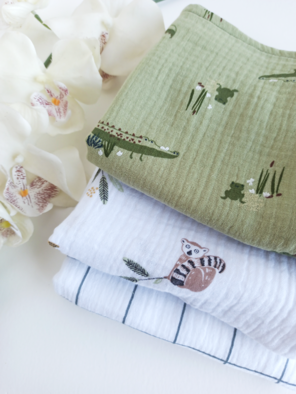 Trio de langes pour bébé en coton, couleurs douces