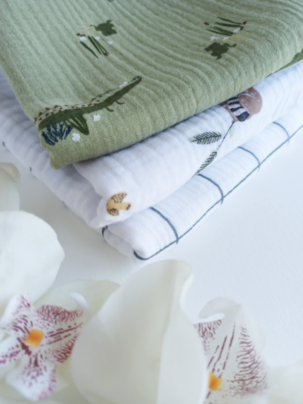 Trio de langes pour bébé en coton, couleurs douces