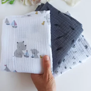 Trio de langes pour bébé en coton, couleurs douces