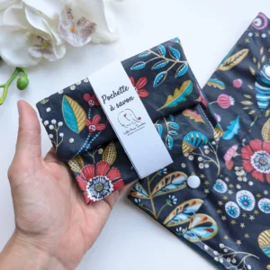 Pochette à savon pression - Végétal Bleu