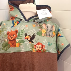 poncho de bain enfant 3 à 6 ans motif jungle