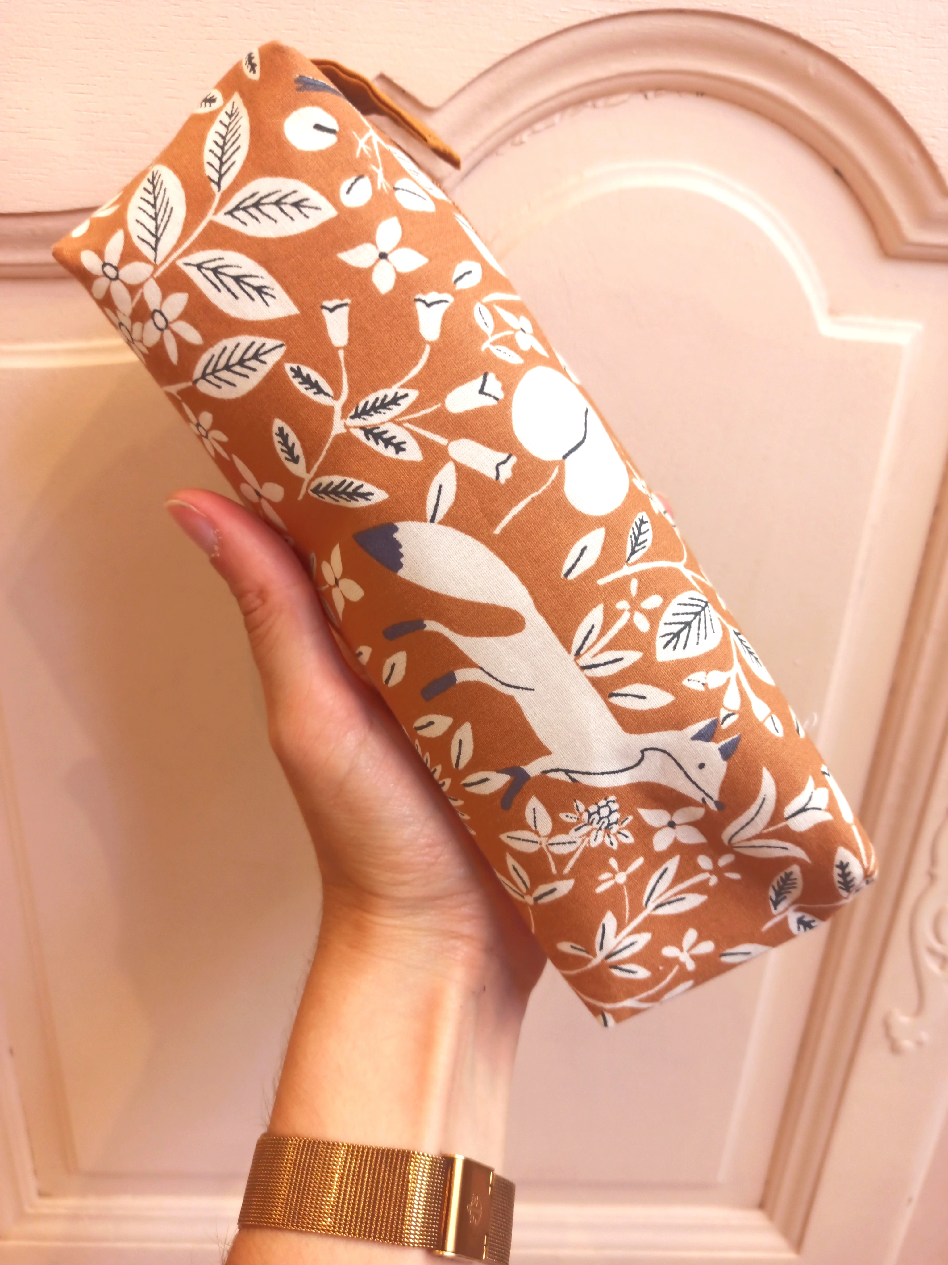 Trousse d'école - motif renard terracotta